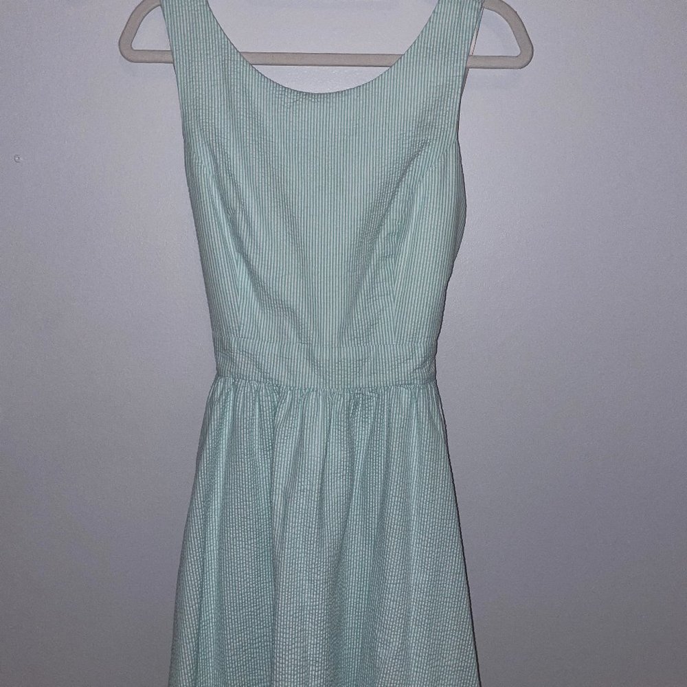 Lauren James Seersucker Dress Mint Green Size Large Low Back